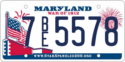 MD license plate 7BE5578