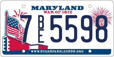 MD license plate 7BE5598