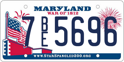MD license plate 7BE5696