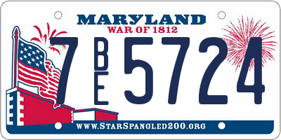 MD license plate 7BE5724