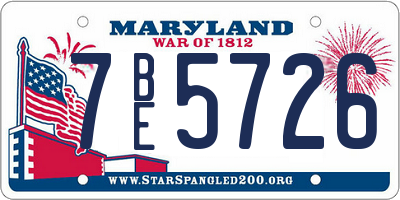 MD license plate 7BE5726