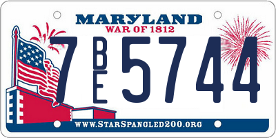 MD license plate 7BE5744