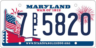MD license plate 7BE5820