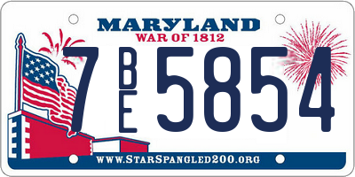 MD license plate 7BE5854
