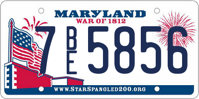 MD license plate 7BE5856