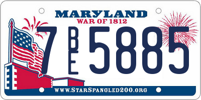 MD license plate 7BE5885