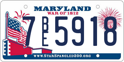 MD license plate 7BE5918