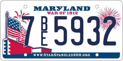 MD license plate 7BE5932