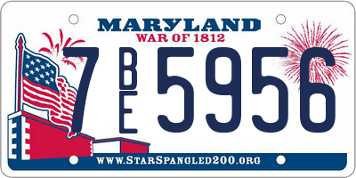 MD license plate 7BE5956