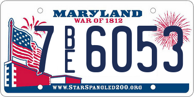 MD license plate 7BE6053