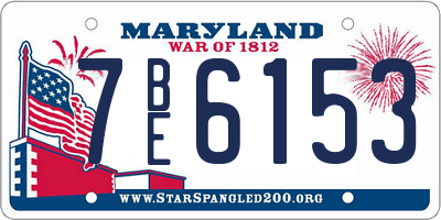 MD license plate 7BE6153