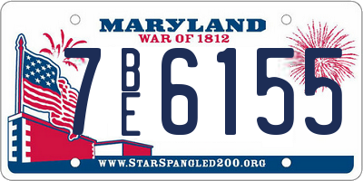 MD license plate 7BE6155