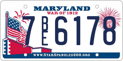 MD license plate 7BE6178