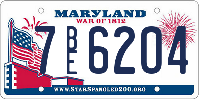 MD license plate 7BE6204