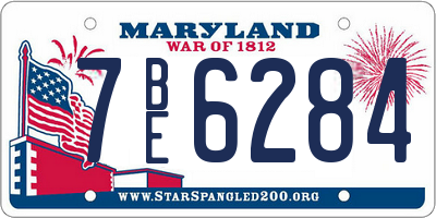 MD license plate 7BE6284