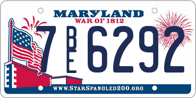 MD license plate 7BE6292
