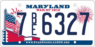 MD license plate 7BE6327