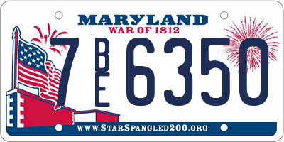 MD license plate 7BE6350