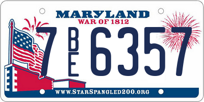 MD license plate 7BE6357