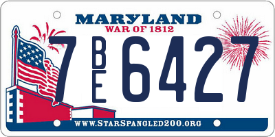 MD license plate 7BE6427