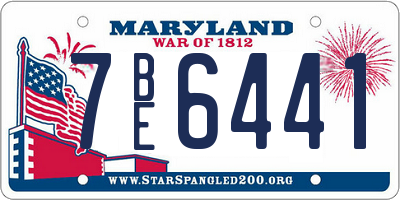 MD license plate 7BE6441