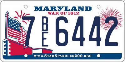 MD license plate 7BE6442