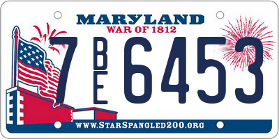 MD license plate 7BE6453