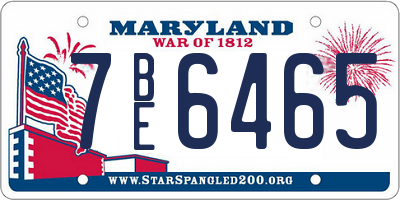 MD license plate 7BE6465
