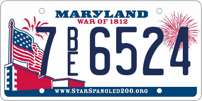 MD license plate 7BE6524