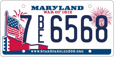 MD license plate 7BE6568