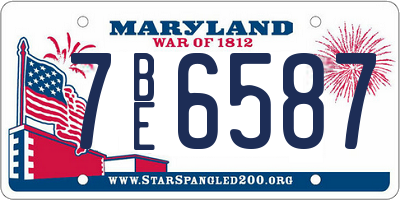 MD license plate 7BE6587