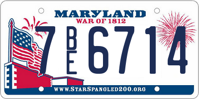 MD license plate 7BE6714