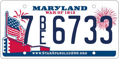 MD license plate 7BE6733