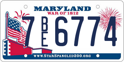 MD license plate 7BE6774