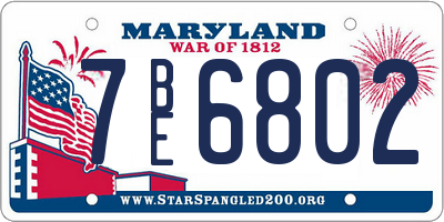 MD license plate 7BE6802