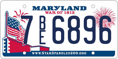 MD license plate 7BE6896