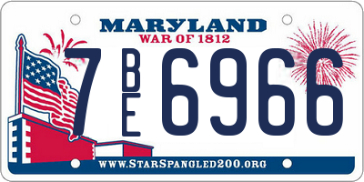 MD license plate 7BE6966