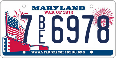 MD license plate 7BE6978