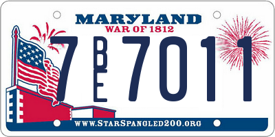 MD license plate 7BE7011