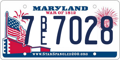 MD license plate 7BE7028