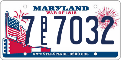 MD license plate 7BE7032