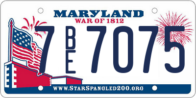 MD license plate 7BE7075