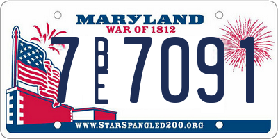 MD license plate 7BE7091