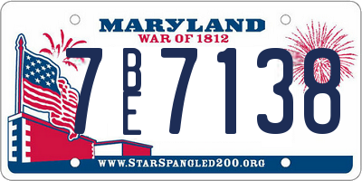 MD license plate 7BE7138