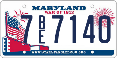 MD license plate 7BE7140