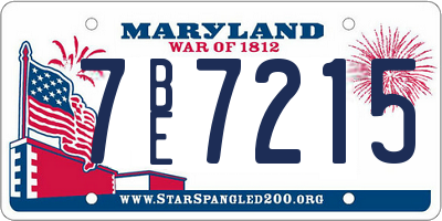 MD license plate 7BE7215