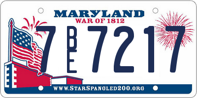 MD license plate 7BE7217