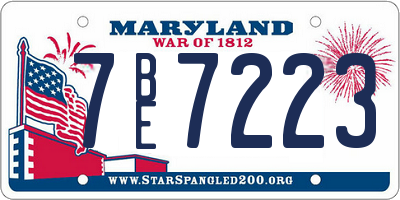 MD license plate 7BE7223