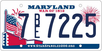 MD license plate 7BE7225