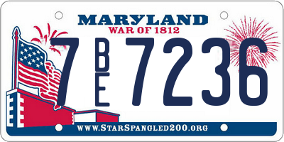 MD license plate 7BE7236